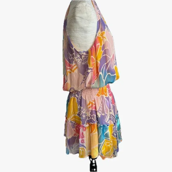 Ramy Brook Kourtney Smocked Floral Minidress, Med - Picture 8 of 11